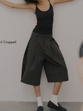 💥On Action A Day Preppy A-Line Cropped Pleated Wide-Leg Pants  Sold Out Online